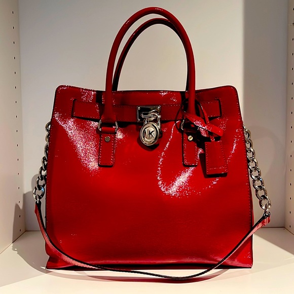 Michael Kors Handbags - Michael Kors Hamilton tote - scarlet red - patent leather - large